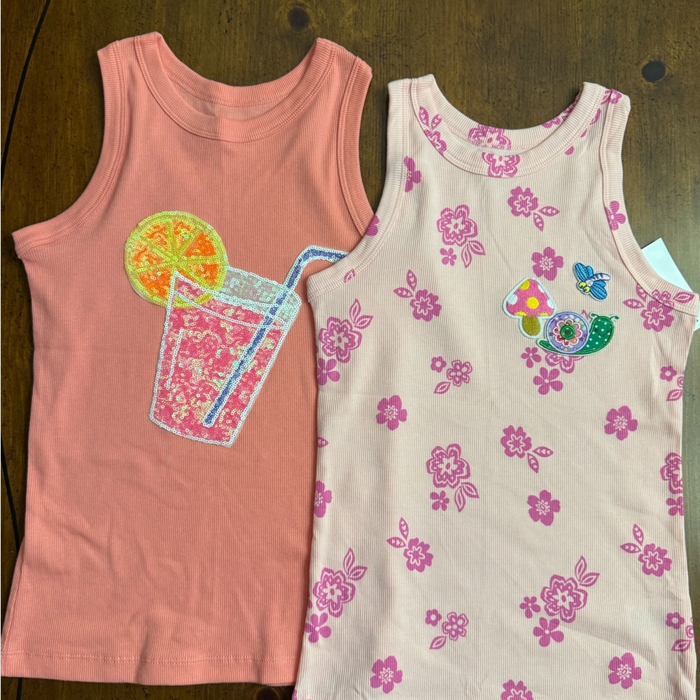 Pink and Orange Summer Tank Tops with Fun Graphics